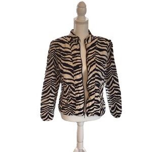 Trina Turk Transitions Zebra Print Zip Jacket | Black & Cream |‎ Size 12